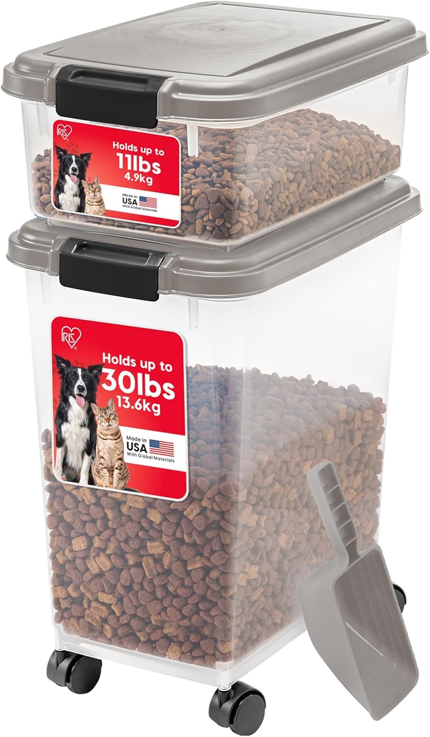 IRIS USA Airtight Dog Food Storage Container Combo, 30 lb - Image 1