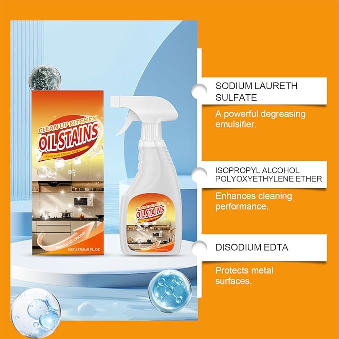 Heavy-Duty Kitchen Degreaser Foam Cleaner, 2026 New Multifunctional Powerful Oven Cleaner, Heavy Clean Up Kitchen Oil Stains Spray for Stove Counter Tops Range Hoods (2, Heavy)