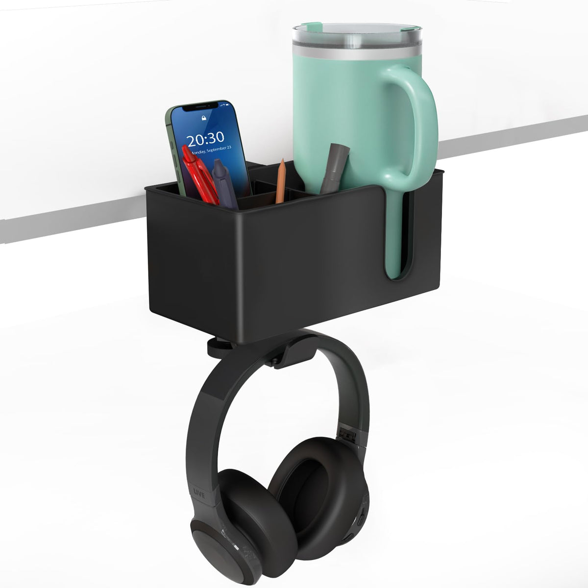 Anti-Spill Large Desk Cup Holder Clamp, Pencil Holder & - Image 1