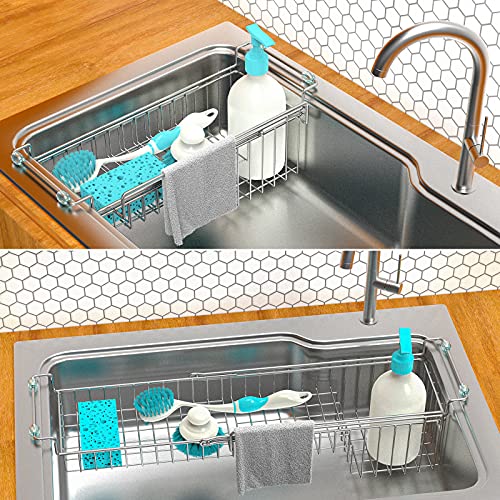 Over the Sink Caddy, Expandable Stainless Steel Sponge Holder - Image 4