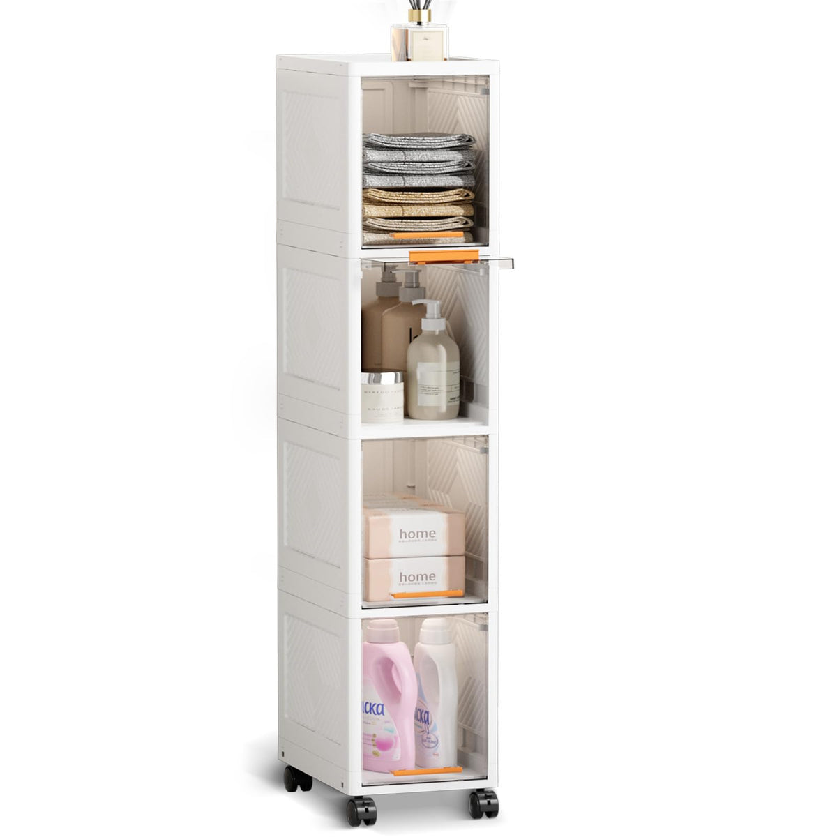 TEAMIX 4 Tier Slim Rolling Bathroom Storage Cabinet - Image 1