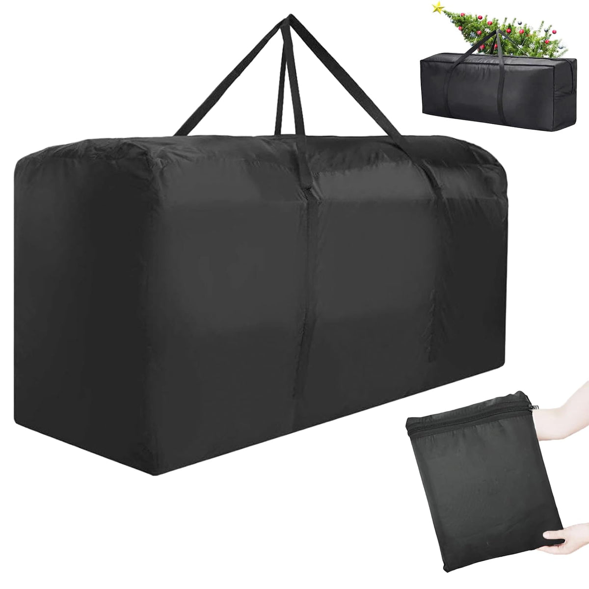 Outdoor Cushion Storage Bag, Waterproof Extra-Large Black - Image 1