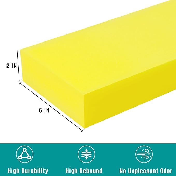Bed Gap Filler, High Density Foam Mattress Extender for Headboard/Wall Gaps,2-Meter Extra Long Cut-to-Fit Yellow Foam Sponge Strip (78''x6''x2'')