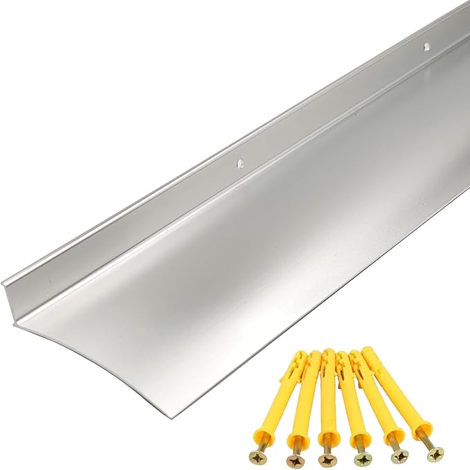 Aluminum Overhead Door Rain Drip Cap Guard for Exterior Door and Window Top,43.3” Drip Edge Flashing,Deflectord,Diverter, Anodized 1PCS Silver