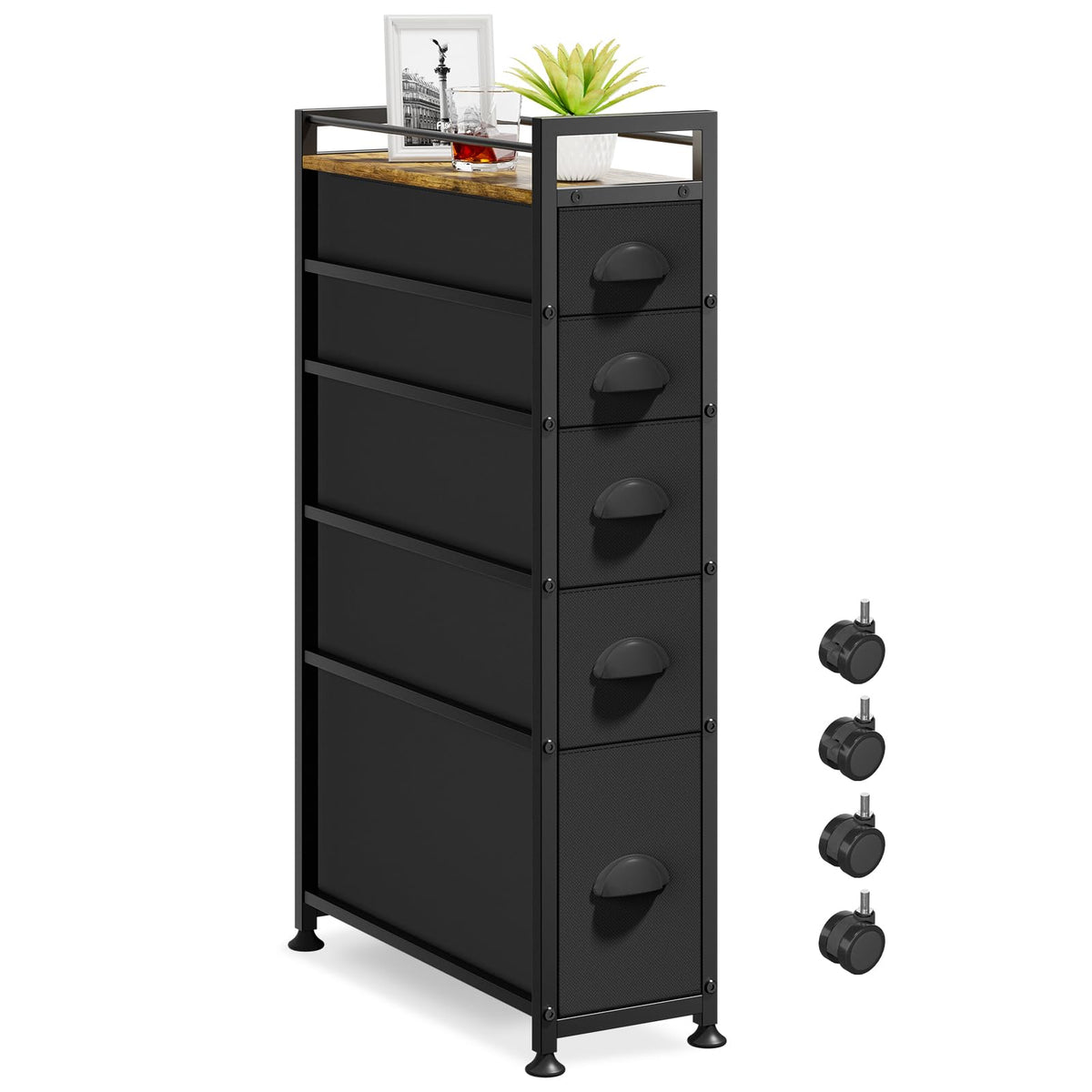 LASZOLA Narrow Cabinet Slim Storage Cart for Bathroom - Image 1