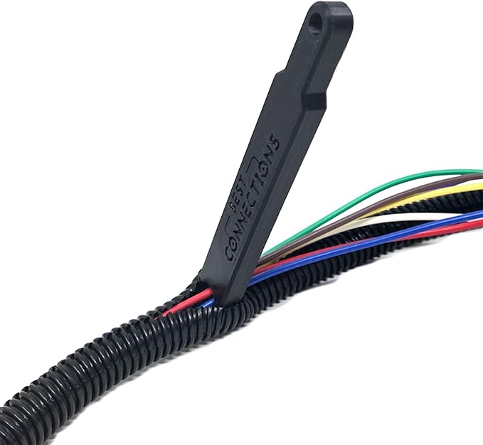 BEST CONNECTIONS 1/4" x 100 ft Split Wire Loom Flex-Guard Convoluted Tubing with Installation Tool - Protective Cable Sleeves for Automotive Home Electrical Wires Chemical Resistant Conduit Black