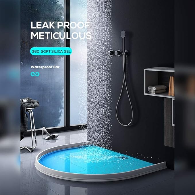 Hi-Na 3ft/5ft/6ft/8ft10ft Collapsible Shower Threshold Water Dam Water Barrier for Shower and Water Stopper Keeps Water Inside Water Threshold for Wet and Dry Separation (8ft, White)