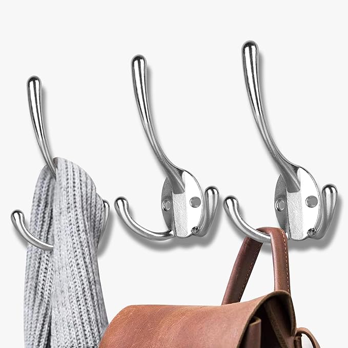 Wall Mounted Coat Hooks 5 Pack Heavy Duty Black Hardware Robe Hooks Decorative for Single Hanging Coats Towel Cubicle Classroom Kitchen Bath Backpack Hat Hook