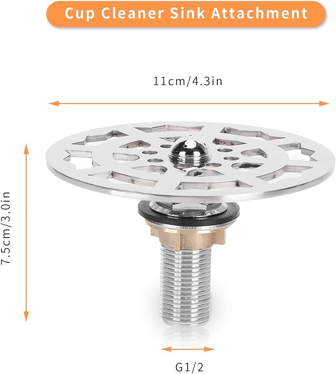 Cup Rinser Faucet Head, Stainless Steel Automatic Cup Washer, Bar Glass Rinser Faucet for Bar Hotel Cafe Restaurant Kitchen Sink Accessories