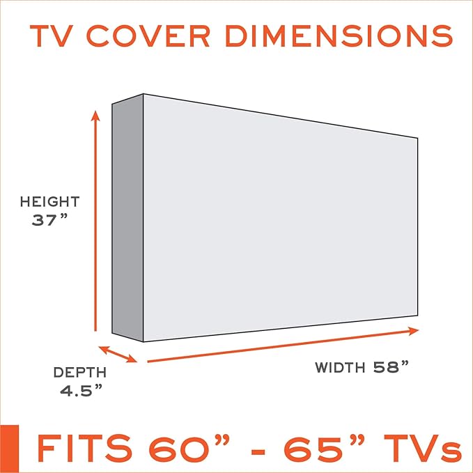 Outdoor TV Cover 60-65 inch - WITH FRONT FLAP - Weatherproof, Waterproof protection, Soft Interior, With Bottom cover - Black