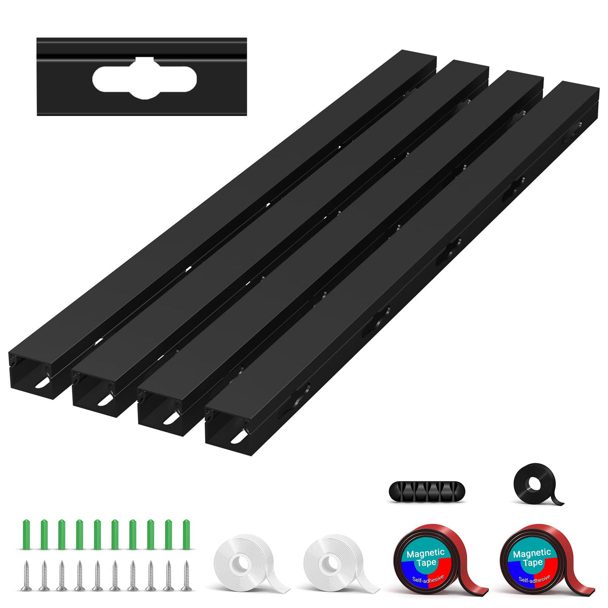 Cable Hider Raceway Kit, Magnetic Cable Management Under Desk - Image 1