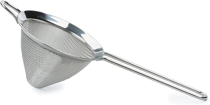 RSVP International Endurance Kitchen Collection, Stainless Steel Fine Mesh Conical Sieve/Colander, Multi-Purpose for Cooking, Baking, Loose Leaf Tea, Bar Strainer Cocktails, 4-Inch