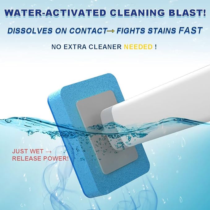 Toilet Brush for RV, Small Space & Bathroom, Disposable Cleaning System with Hanging Holder - 8 Refill Heads, Sturdy Wand & Storage Case