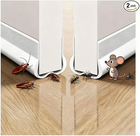 2Pack Garage Door Seal Strip, Bottom Door Weather Stripping for Door Frame, Self-Adhesive Soundproofing Draft Stopper, White, 36 Inch