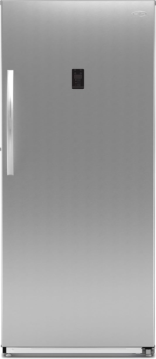KoolMore CUFR-21C 21 cu. ft. Upright Convertible Freezer/Refrigerator, 2-in-1 Appliance, Storage for Fresh or Frozen Food and Drinks with Clear Shelves and Drawers in Silver, Stainless Steel