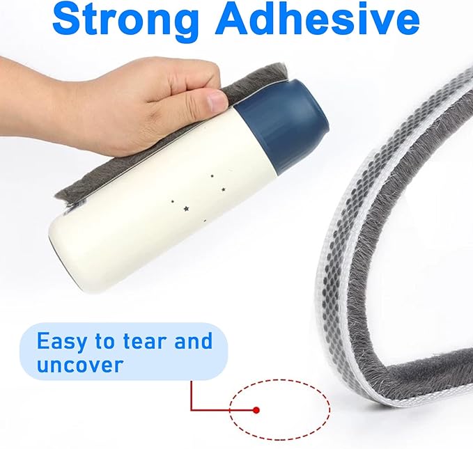 Door Brush Seal 66 Feet,Felt Pile Weather Stripping for Doors,Weather Strip for Windows Cabinet,Self Adhesive Draft Blocker,Dust Stopper Sliding Door Seal Winter,0.4" Wide x 0.4" Thick