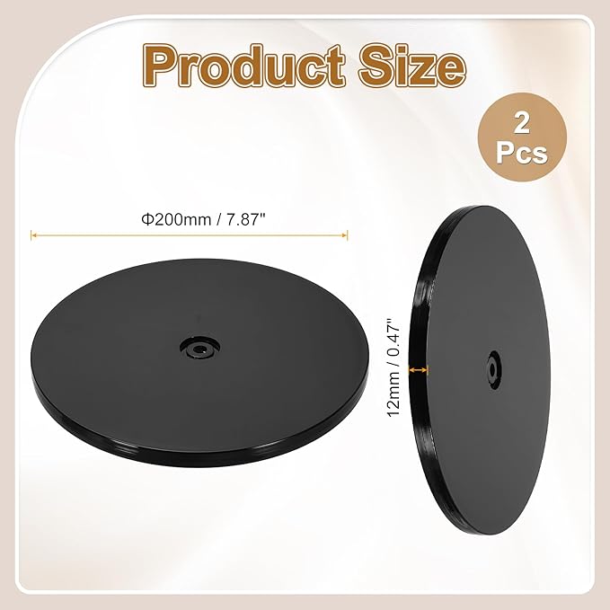 uxcell 2Pack Acrylic Lazy Susan Turntable, 8" Spinner Lazy Susan Turntable Organizer, Acrylic Ball Bearing Rotating Tray for Pantry Spice Rack Decorating, Black