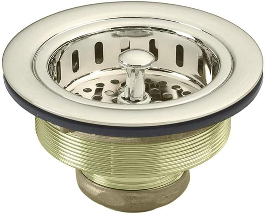 Westbrass R214-05 3-1/2-Inch Large Post Style Kitchen Sink Basket Strainer, Polished Nickel