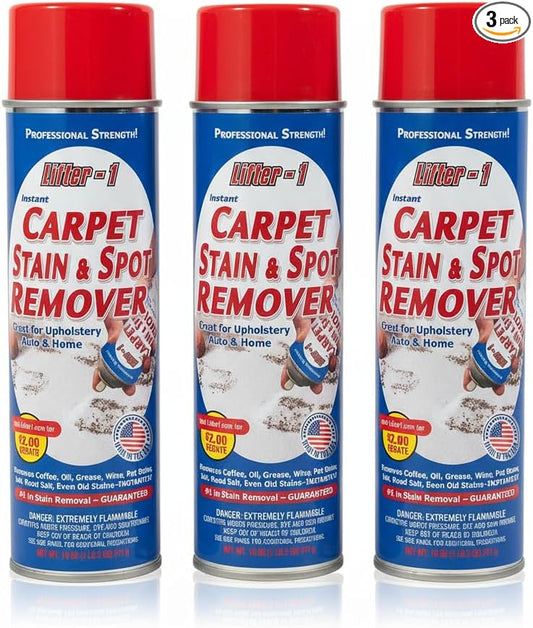 Carpet Spot Remover, Stain and Red wine Remover, and Spot Treatment for Oil, Grease, Urine, Cleaning Performance for Rugs, Upholstery, Fabrics Pack of 3