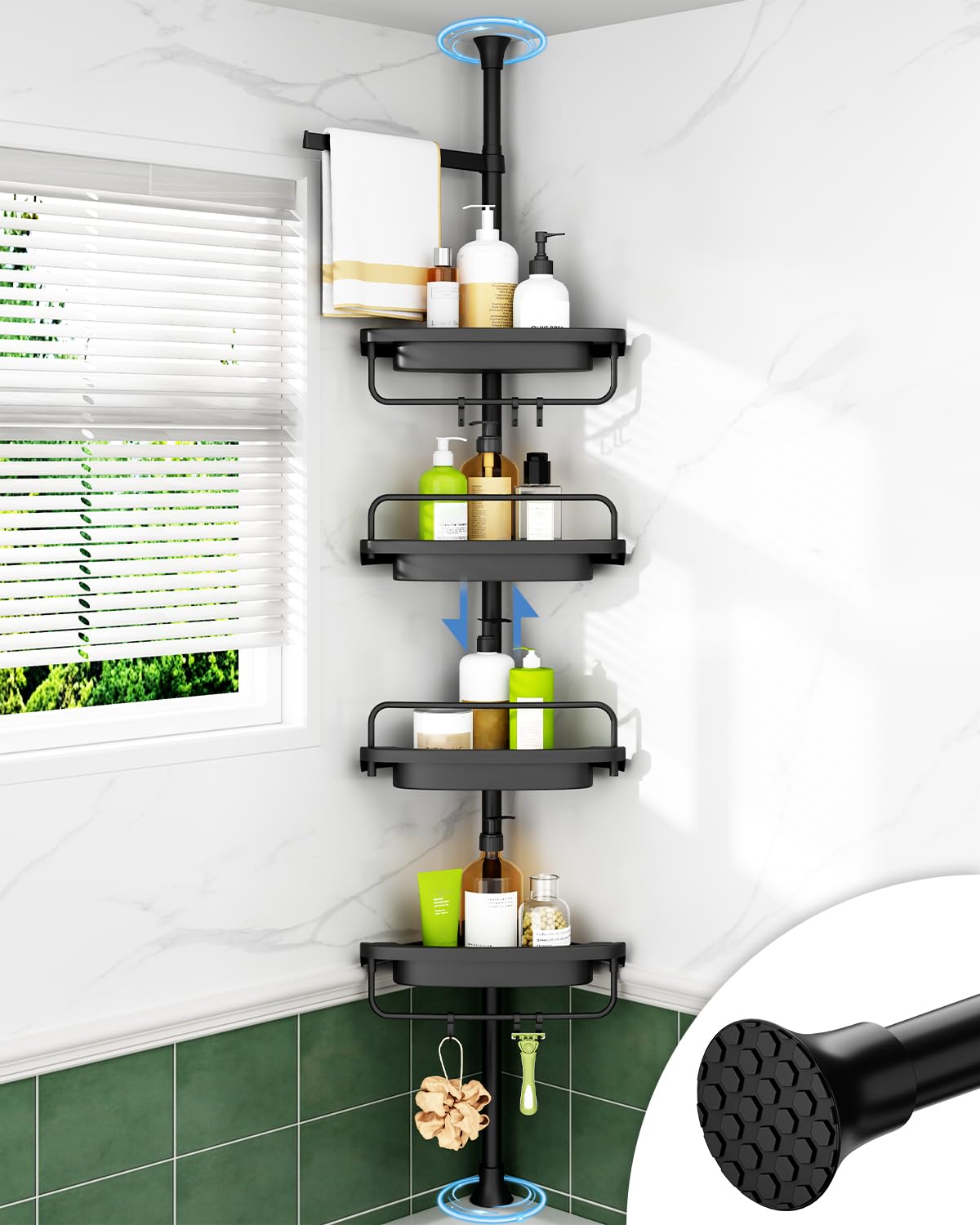 Corner Shower Caddy Tension Pole for Shampoo Holder, Stainless - Image 1