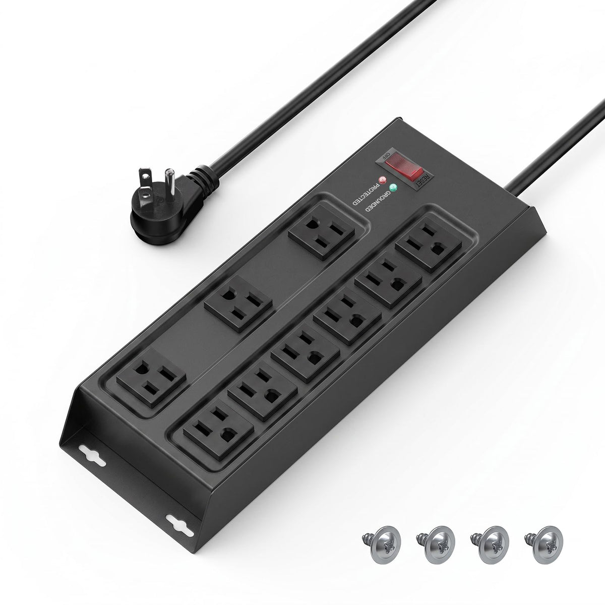 Metal Power Strip Surge Protector, 9 Outlets Heavy D | All Products - Image 1