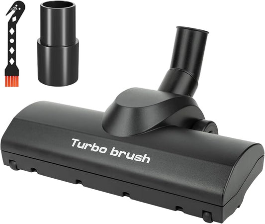 Portek Turbo Brush Head for 1-1/4" and 1-3/8" Vacuum Cleaners, Air-Driven Floor Nozzle Attachment with Adapter and Cleaning Tool for Pet Hair Removal on Carpets and Hard Floors