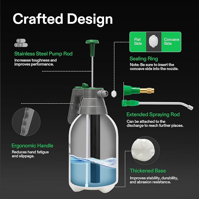 VIVOSUN 5 Tier Vertical Gardening Stackable Planter and 0.5Gal Handheld Garden Sprayer, 2L Pump Sprayer, 68 Oz Water Spray Bottle with Safety Valve, Adjustable Nozzle, Extended Spray Rod & Ad