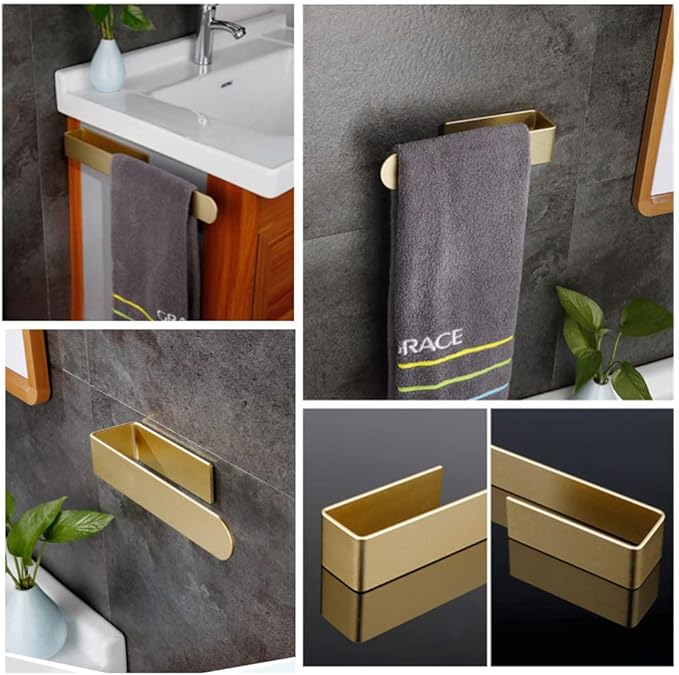 szhdxsy 2pcs Towel Holder SUS 304 Stainless Steel Towel Rod, Self Adhesive Towel Holder Towel Rod Towel Rack for Bathroom,Kitchen (Golden)