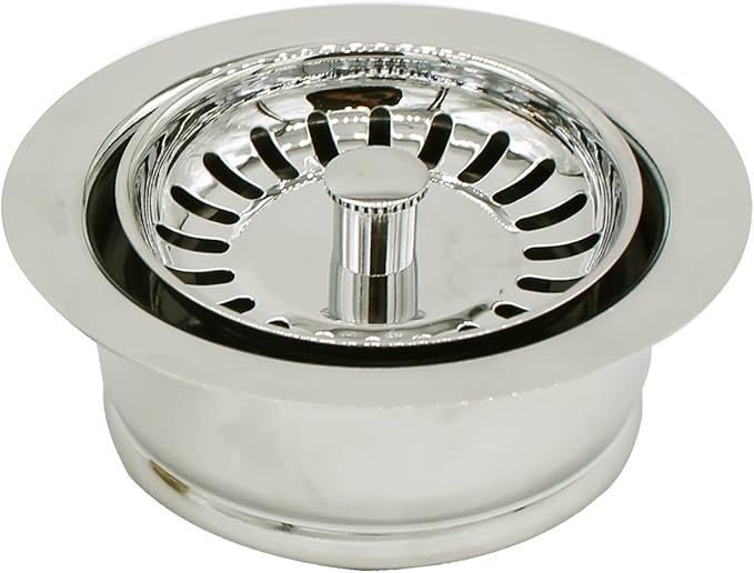 Westbrass D2089SEV-05 3-1/2" Kitchen Sink Waste Disposal Drain Flange and Basket Strainer, Polished Nickel
