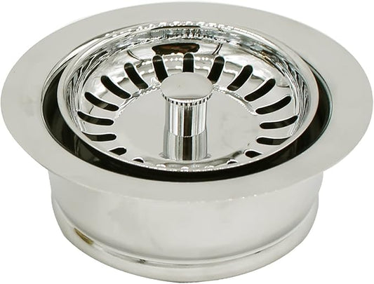 Westbrass A2089SEV-05 3-1/2" Kitchen Sink Waste Disposal Drain Flange and Basket Strainer, Polished Nickel