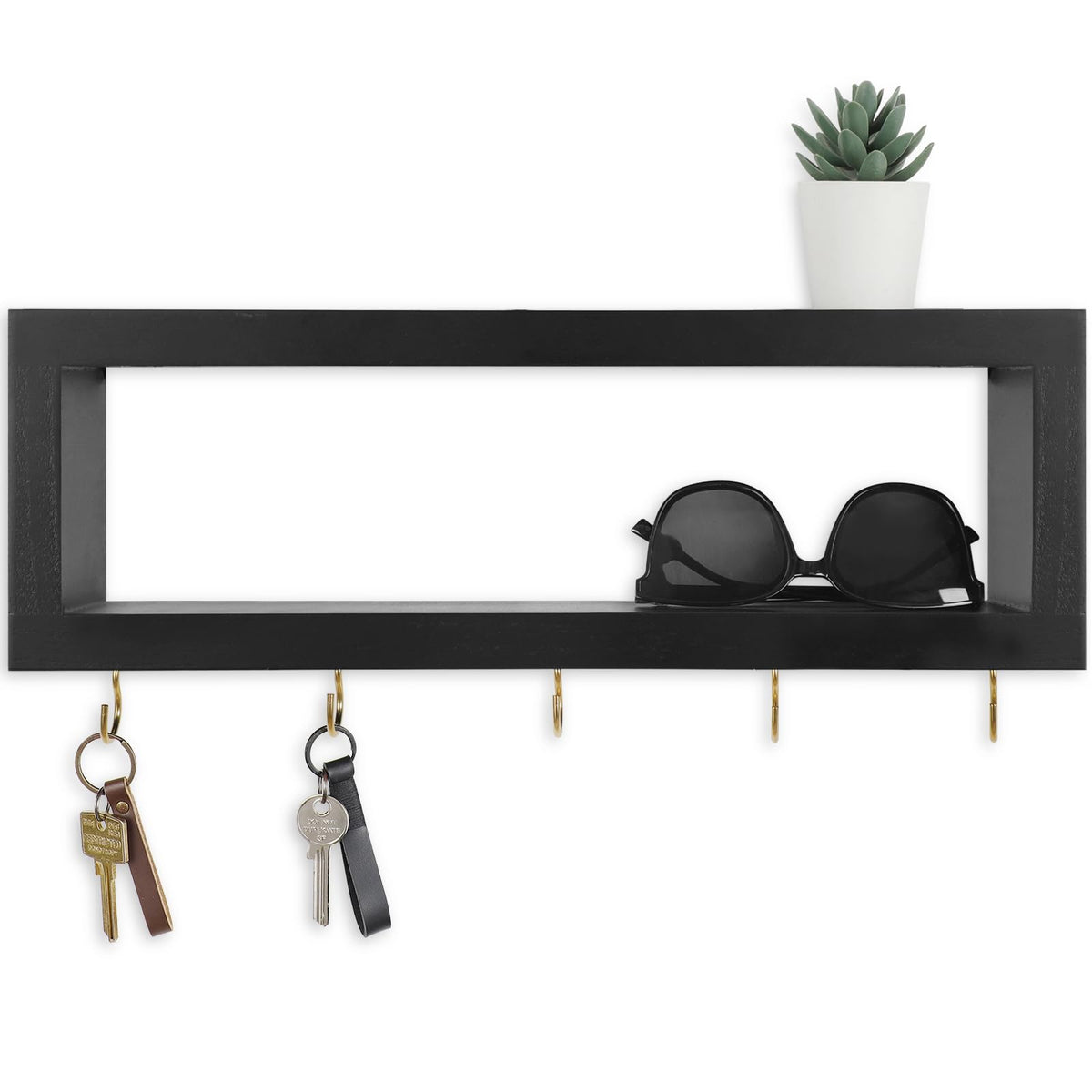 Lwenki Wall Shelf with Hooks - Decorative Key and Wa | All Products - Image 1