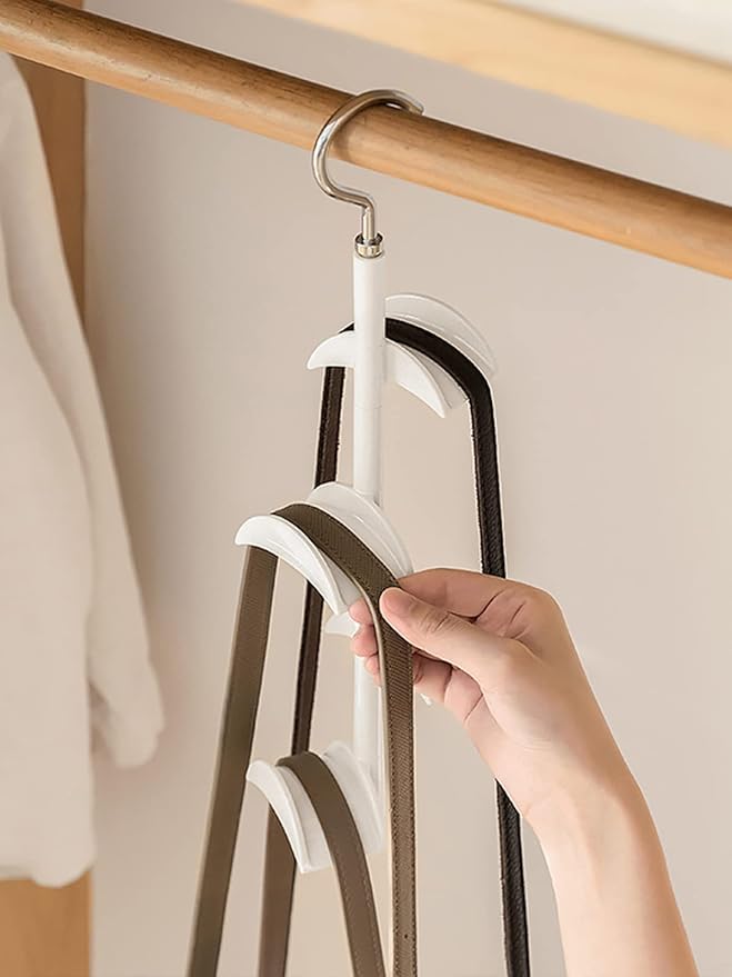 Purse Hanger for Closet - Rotating Handbag Hanging Hook Bag Storage Space Saver with 4 Hooks, Hanging Organizer for Scarf Handbag Belt, 2 PCS