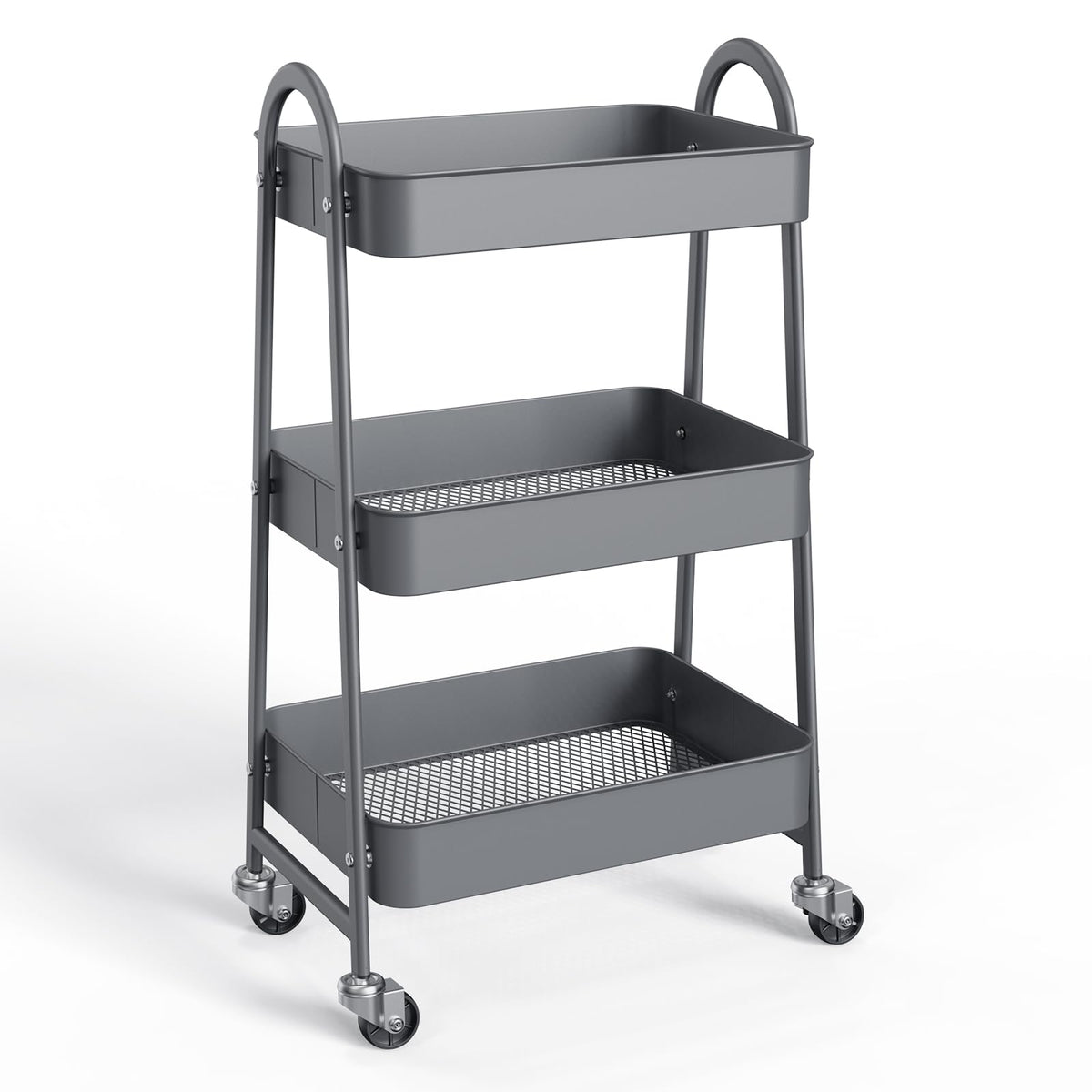 NEWBULIG 3-Tier Metal Rolling Cart with Lockable Wheels, Heavy - Image 1