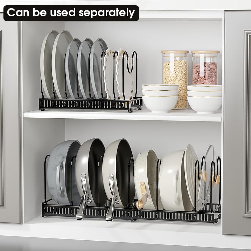 Expandable Pots and Pans Organizer Rack, Pot Lid Kitchen Cabinet - Image 2