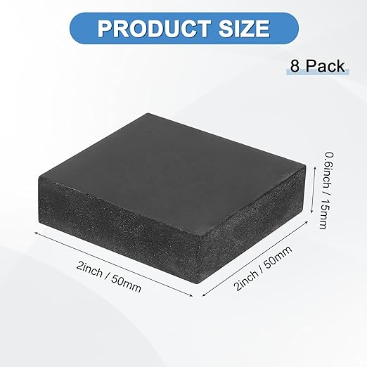 8-Pack Rubber Anti Vibration Pads 2" Non-Slip Square Vibration Isolation Pads Anti Noise Shock Absorbing Mats for Washing Machine/Dryer/HVAC/Air Conditioner [ 0.6" Thickness]