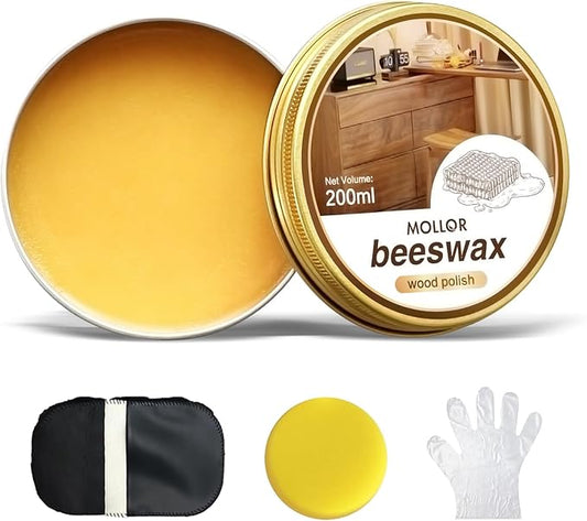 Non-Toxic Wood Wax for Furniture - 100% Natural Chalk Paint Wax for Sealing & Protecting Painted and Raw Wood Surfaces, Wooden Floors & More - Clear Protective Finish, 7 Oz (Includes Tools)