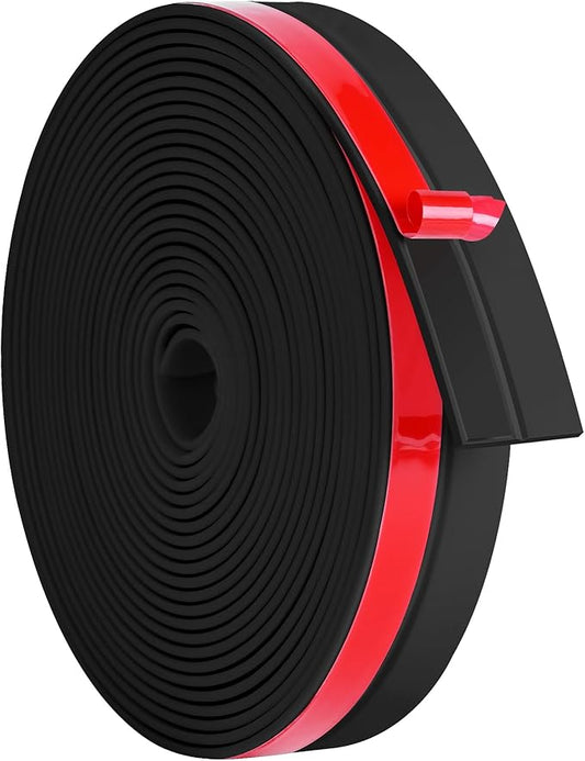 ToLanbbt Weather Stripping Silicone Door Seal Strip 1 in x 20 ft Door Draft Stopper Self Adhesive Door Draft Tape, Side & Bottom Gaps Insulation Strip for Glass Shower Door Sliding Door Window, Black