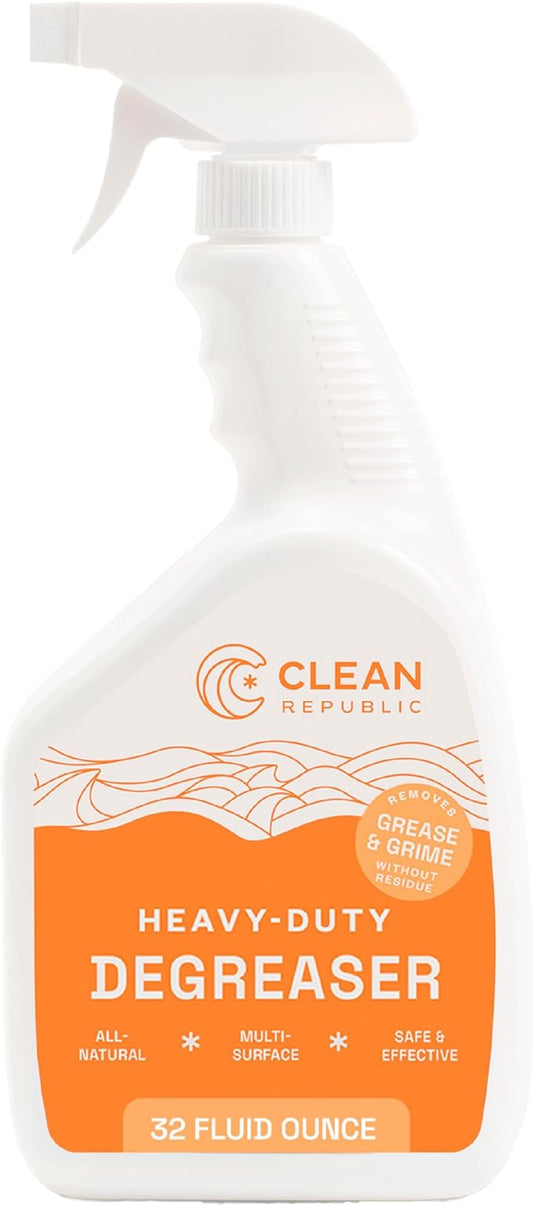 Clean Republic Heavy-Duty Degreaser, Multi-Surface Cleaning Spray for Ovens, Stove Tops, Grills, and More, 32 Fluid Ounce Bottle, 1-Pack