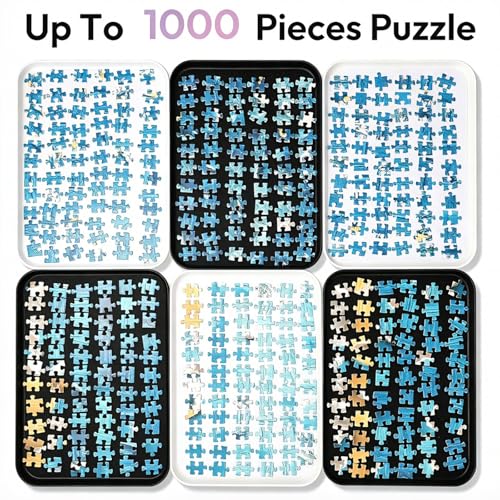 Anti-Slip Jigsaw Puzzle Sorting Trays – 6 Mixed (Black & - Image 5