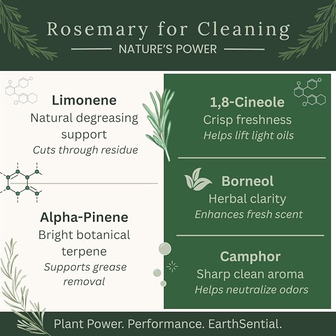 Rosemary All Purpose Cleaner 32 oz Plant Based Multi Surface Cleaner Spray with Pure Rosemary Essential Oil 5 Ingredient Formula for Kitchen Bathroom Counters Floors