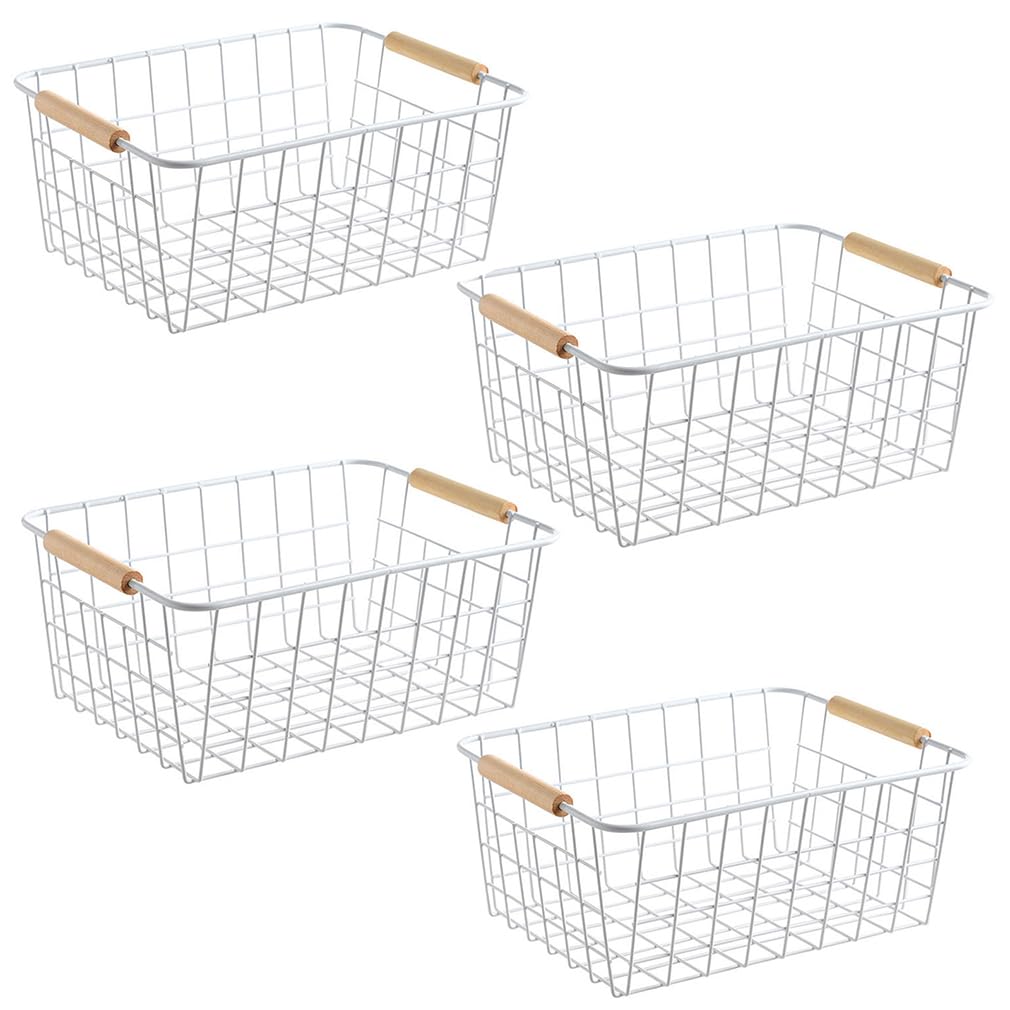 LeleCAT White Wire Baskets for Organizing with Handl | All Products - Image 1