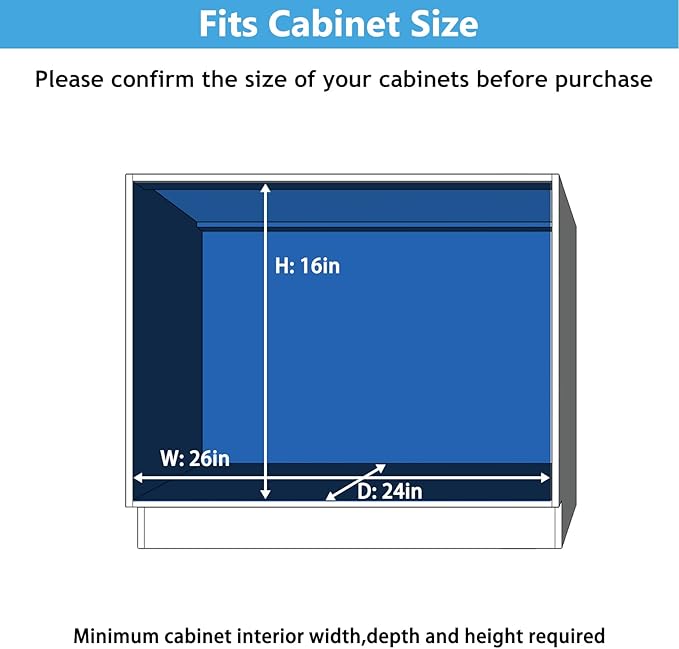 LOVMOR Individual Pull Out Cabinet Organizer, 2 Tier Slide Out Cabinet Drawers, Pots and Pans Organizer and Storage Pantry Shelf for Kitchen (25½" W x 21½" D)