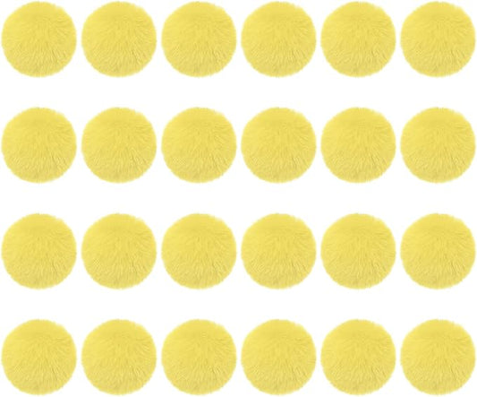 PATIKIL Faux Fur Pom Poms for Hats, 24 Pcs Fluffy Soft Fur Poms Balls with Elastic Loop for Keychain Knitting Hats DIY Scarves Gloves Bag Christmas, Yellow