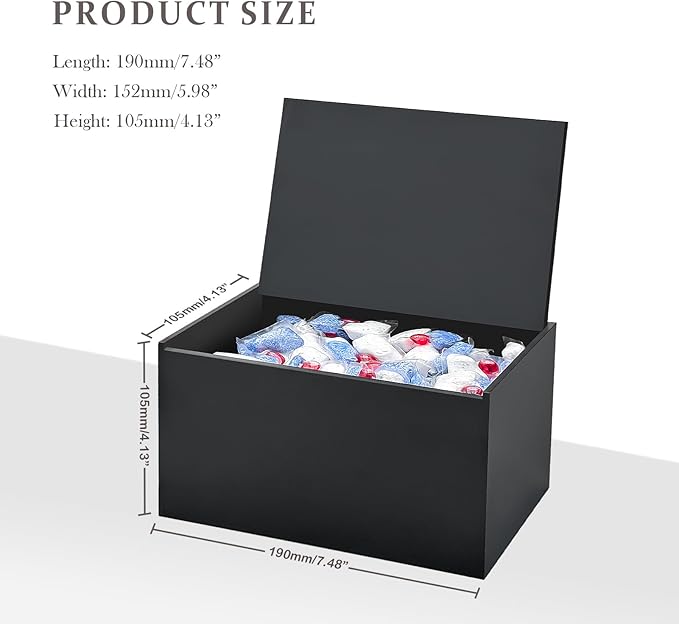 Bigfety Dishwasher Pod Holder Acrylic with Hinged Lid, Modern Style Dishwasher Cleaner Tablets Container Box for Detergent, Black