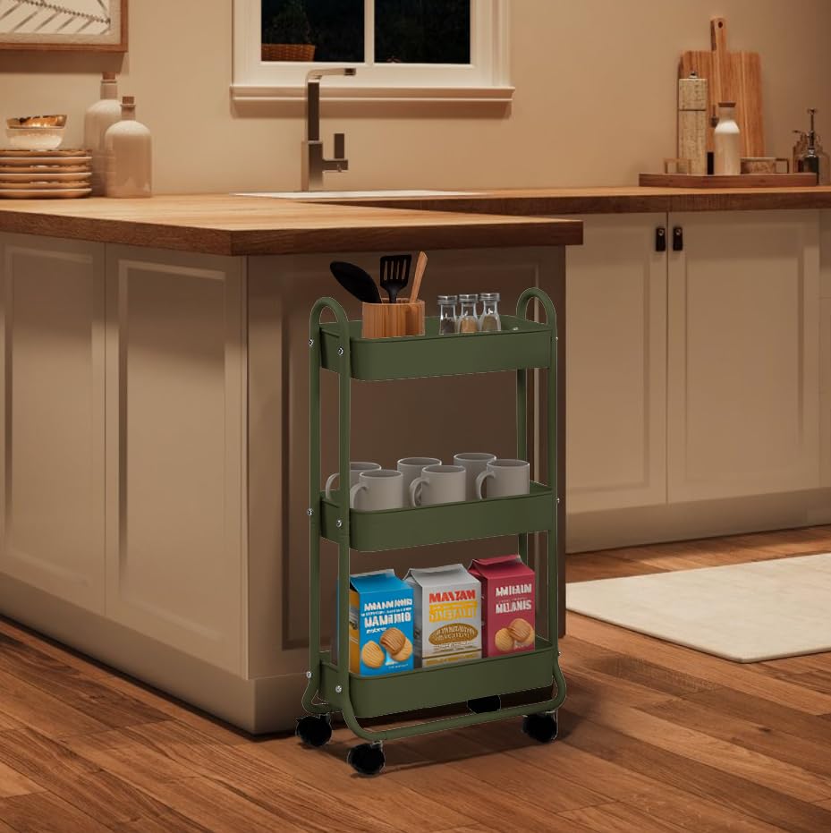SunnyPoint Slim Rolling Storage Cart, 3 Tier Bathroo | All Products - Image 6