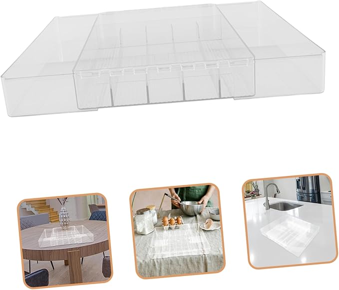 Telescopic Storage Box Cutlery Organizer Expandable Silverware Drawer Utensil Holder Acrylic Easy to Use Organize Kitchen