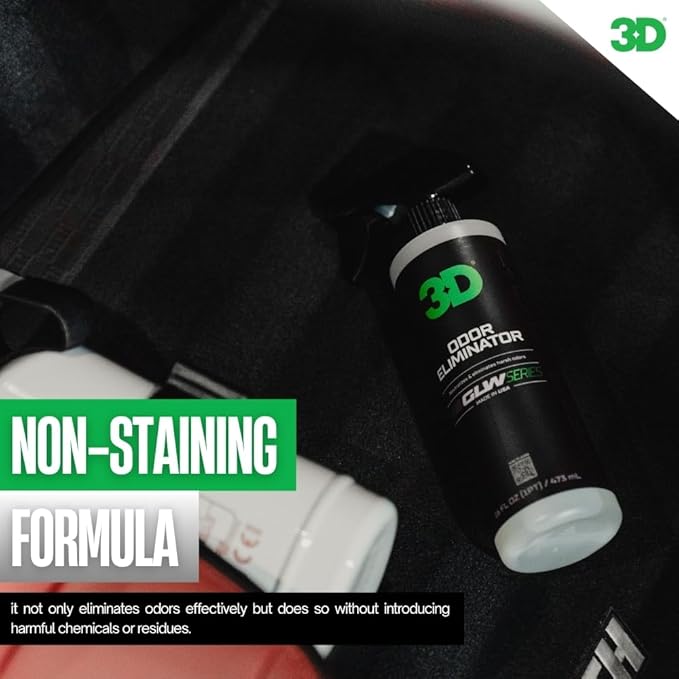 3D GLW Series Odor Eliminator – Professional Car Interior & Home Deodorizer Spray – Neutralizes Smoke, Pet & Food Smells at the Source – Fresh Clean Scent, Eco-Friendly & Biodegradable – Made in USA