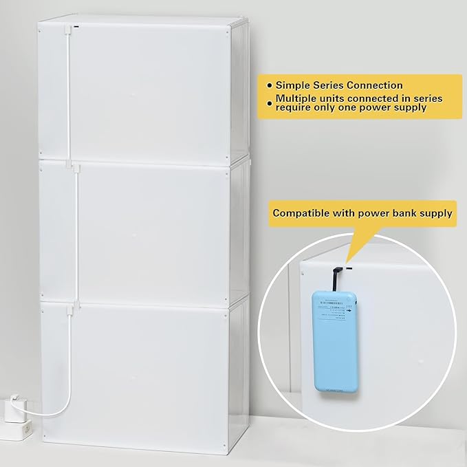 Clear Showcase with Light, Stackable Acrylic Display Case for Collectibles, Figures, Shoes, Toys & Jewelry, Dustproof Storage Box - Support Voice Control Lighting