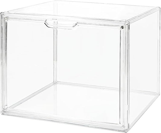 Clear Acrylic Display Case with Magnetic Lid-Dustproof Plastic Book Storage box,Clear Box,Purse Storage Organizer,Action Figure Display Case,Acrylic Sneaker Shoe Box(1 Pack)