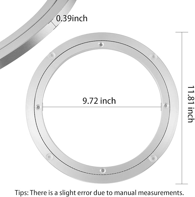 QDiShi 12 Inch Lazy Susan, Heavy Duty Swivel Turntable Aluminum Bearing Metal Rotating Turntable Bearings Swivel Plate Hardware for Dining-Table and Workbench (12 inch)